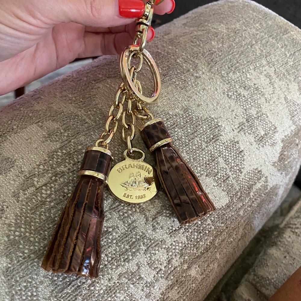 Brahmin Gold and Brown Tassel Key Holder